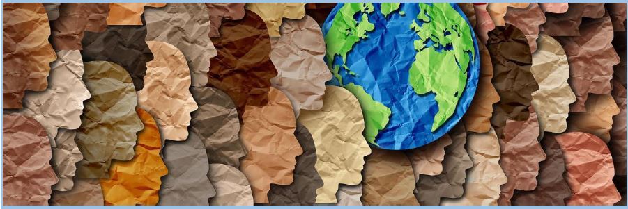 human face outlines with an earth human face outlines with an earth